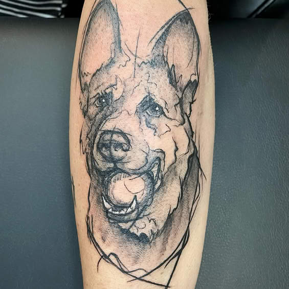Tatuaż black and grey — psi przyjaciel 2