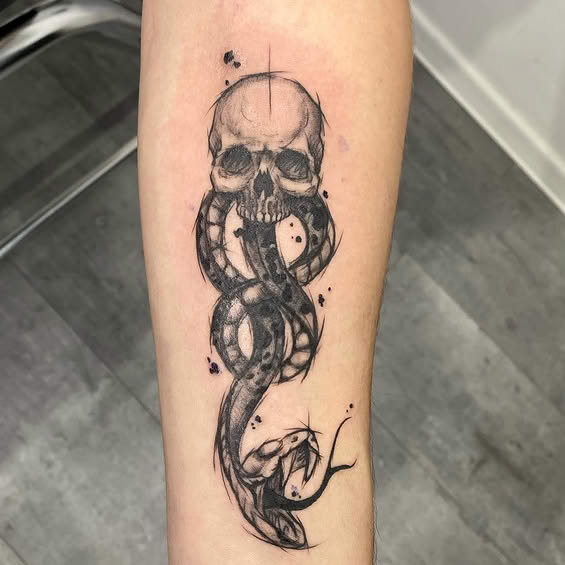 Tatuaż black and grey — Śmierciożercy, Harry Potter