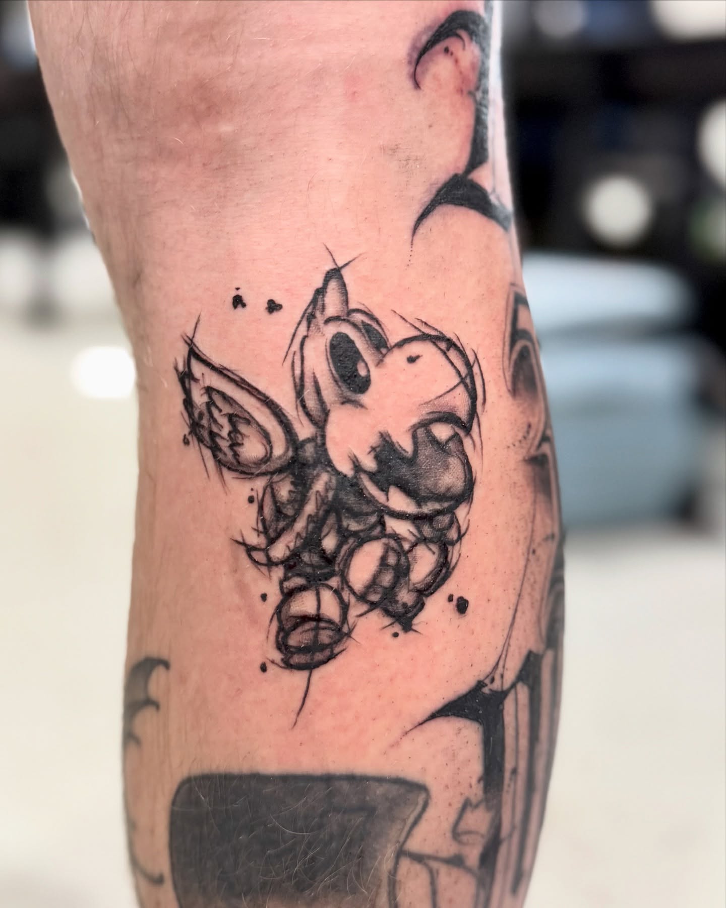 Tatuaż black and grey — Super Mario