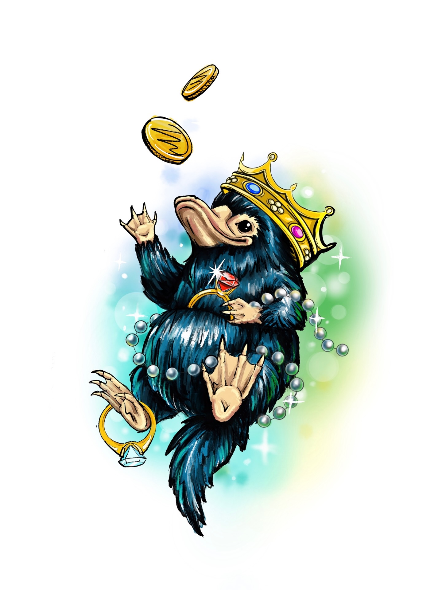 Wolny projekt tatuaż Fantastyczne Zwierzęta Niffler — duży tatuaż Warszawa